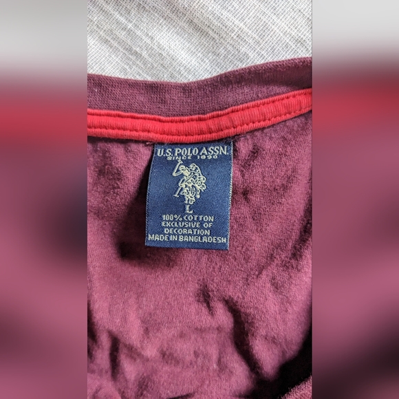 Us Polo assn burgundy L long sleeve tee shirt - Picture 3 of 3